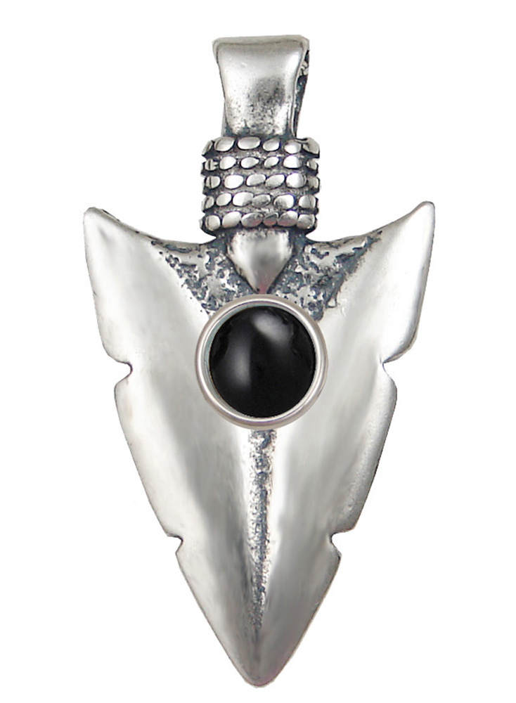 Sterling Silver Arrowhead of the Ancients Pendant With Black Onyx